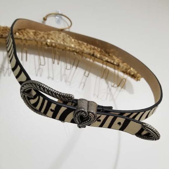 Chico's Accessories - •Chico's Leather/Calf Hair Heart Buckle Belt